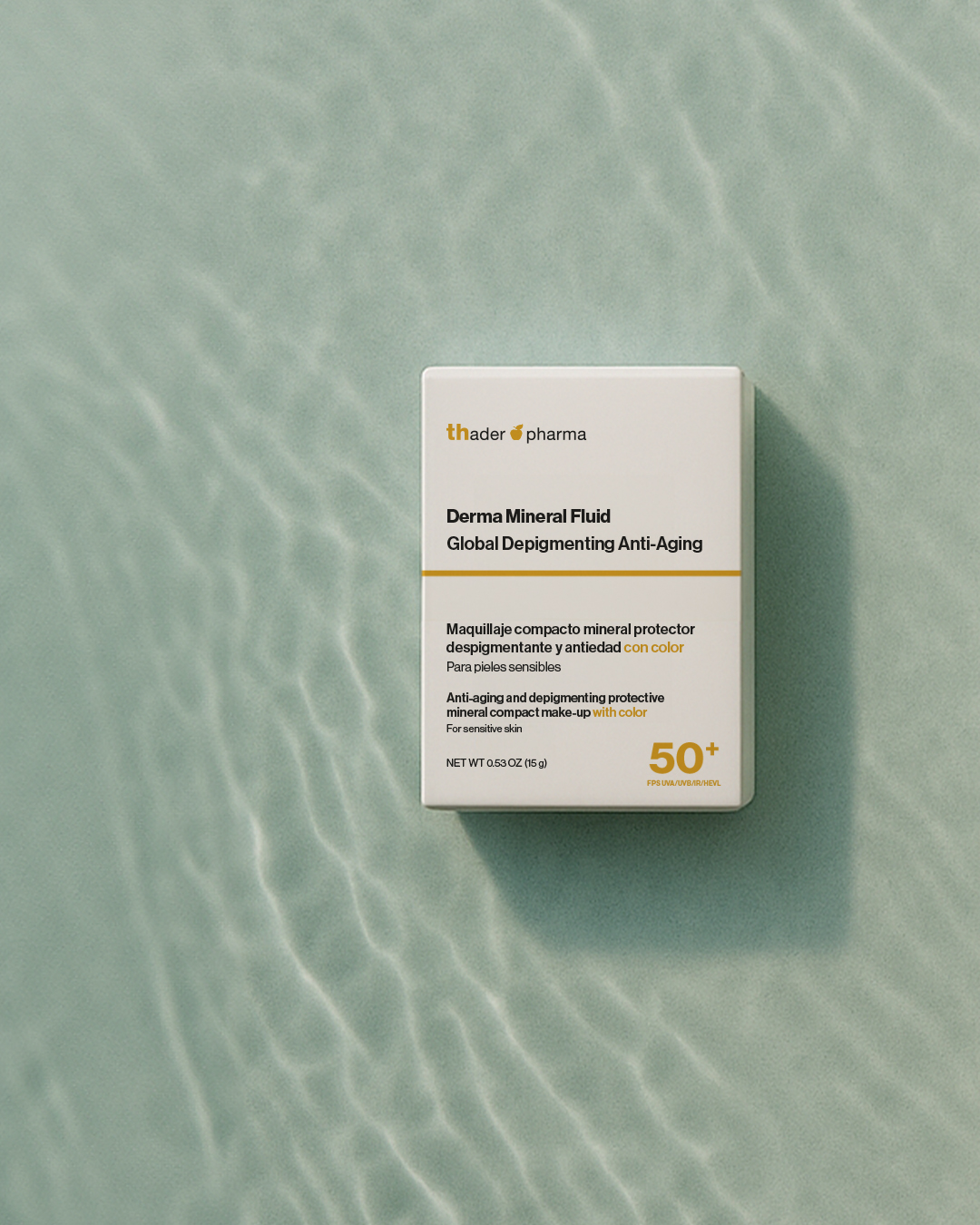 Maquillaje compacto mineral protector con color FPS 50+ Derma Mineral Fluid