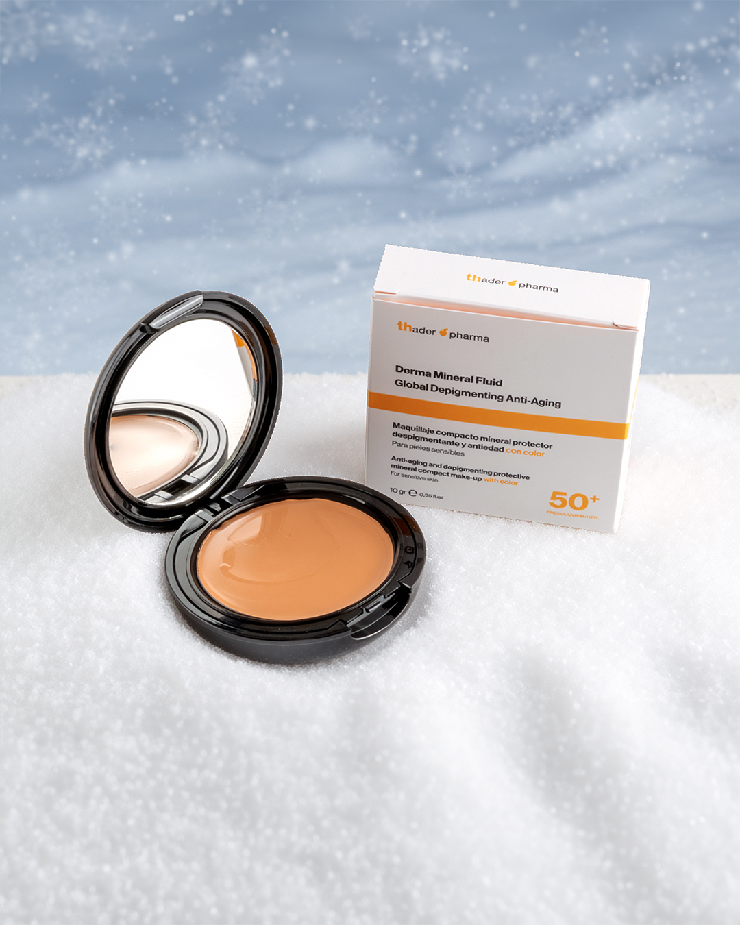 Maquillaje compacto mineral protector con color FPS 50+ Derma Mineral Fluid